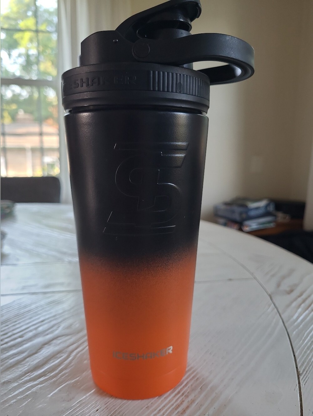 20 oz Iceshaker Insulated Tumbler, Black And Orange - EUC